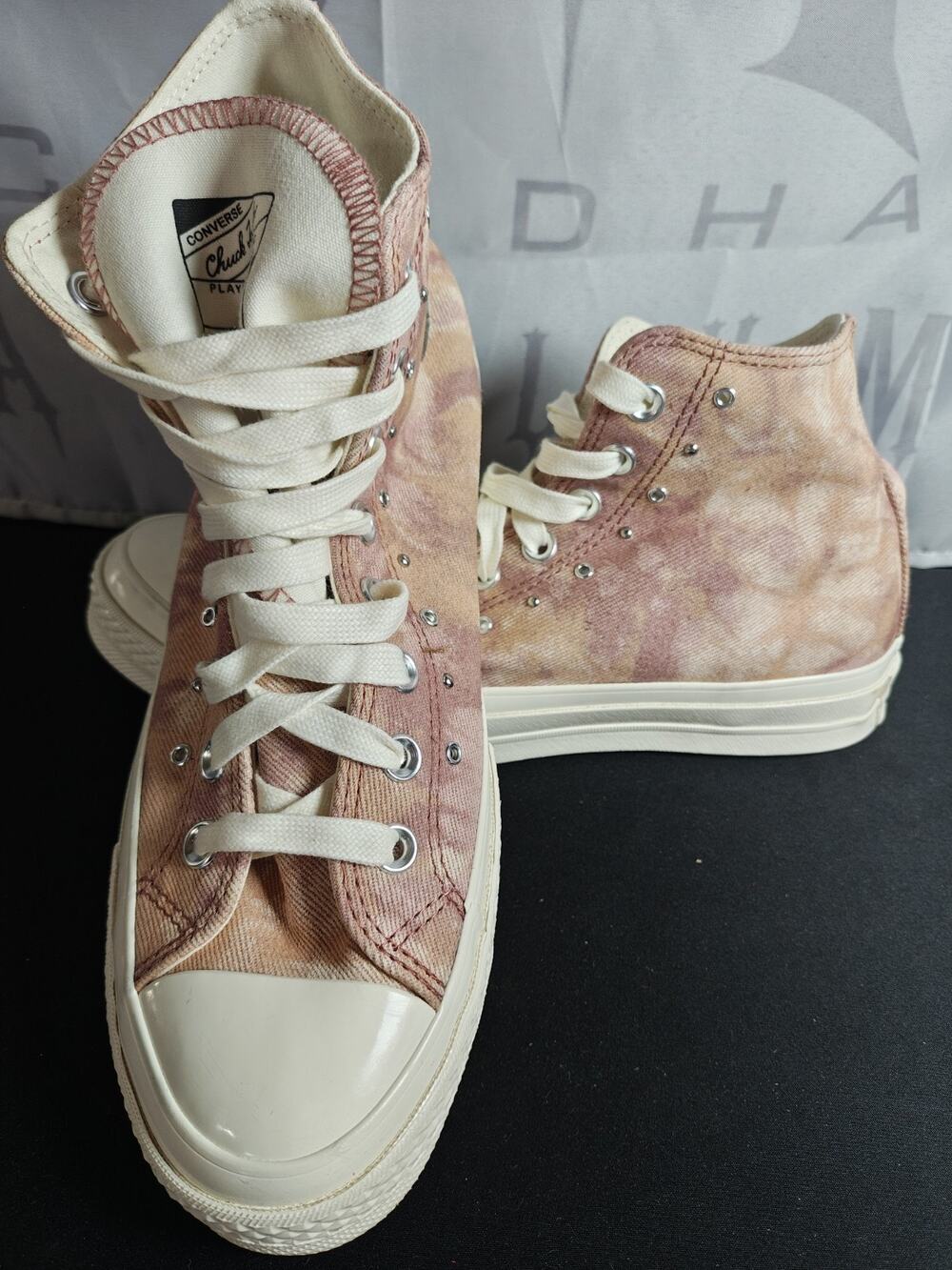 CONVERSE Men's 8 Women's 10 Chuck 70 High Top Washed Denim Tie Dye Sneakers New - Picture 1 of 16